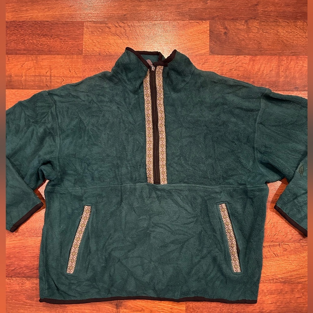 Vintage The North Face Fleece 1/4 Zip Green Pullover Men's Size Medium USA Made
